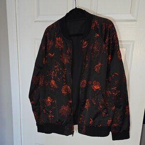 H&M Reversible bomber jacket - Black/Roses size large
